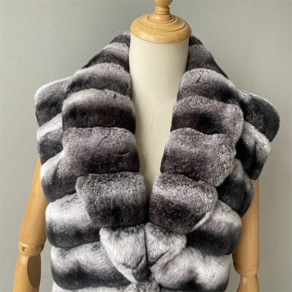 Budapest Cashmere Vest Rex Fur - Grey