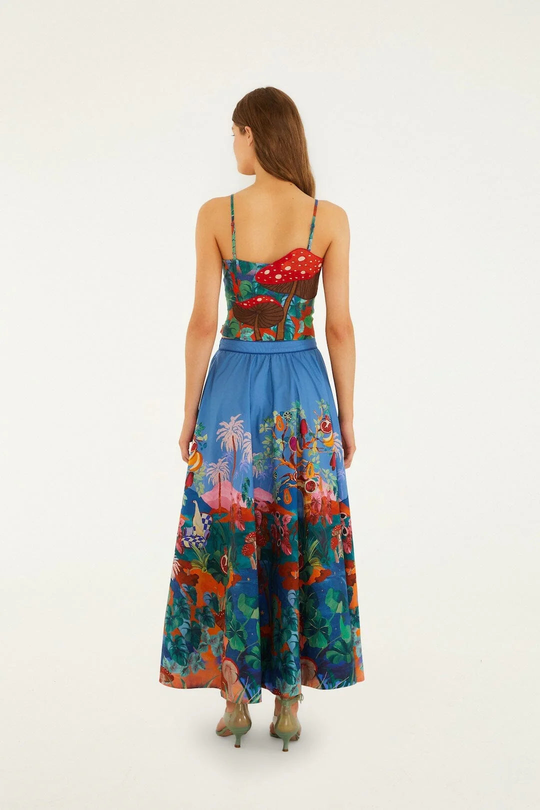 Mushroom Dream Landscape Embroidered Skirt Set