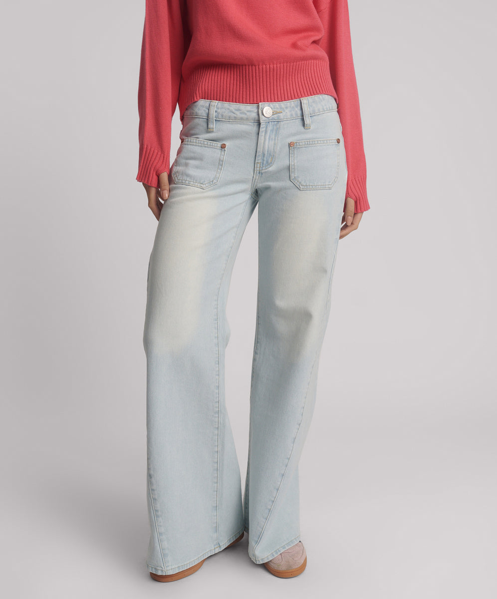Johnnies Wide Leg Flared Denim Jeans - Le Surf Blue
