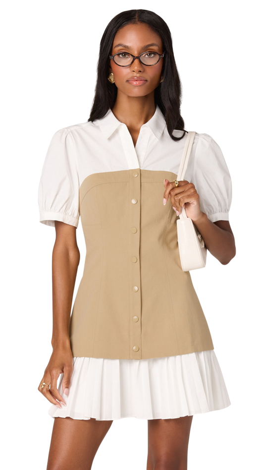 Joseline Mixed Media Faux Layered Mini Dress