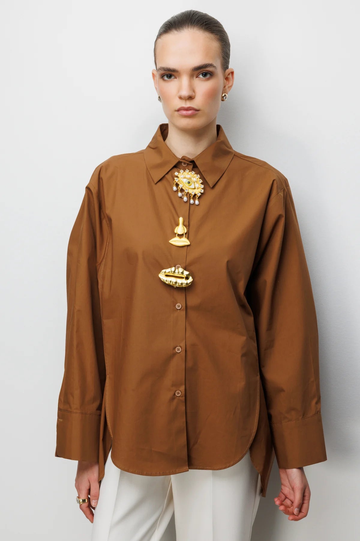 Soleil Statement Shirt – Caramel
