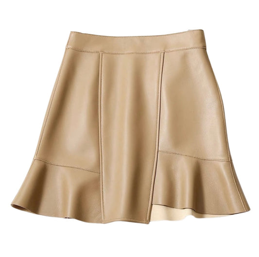 Dima Beige Leather Skirt