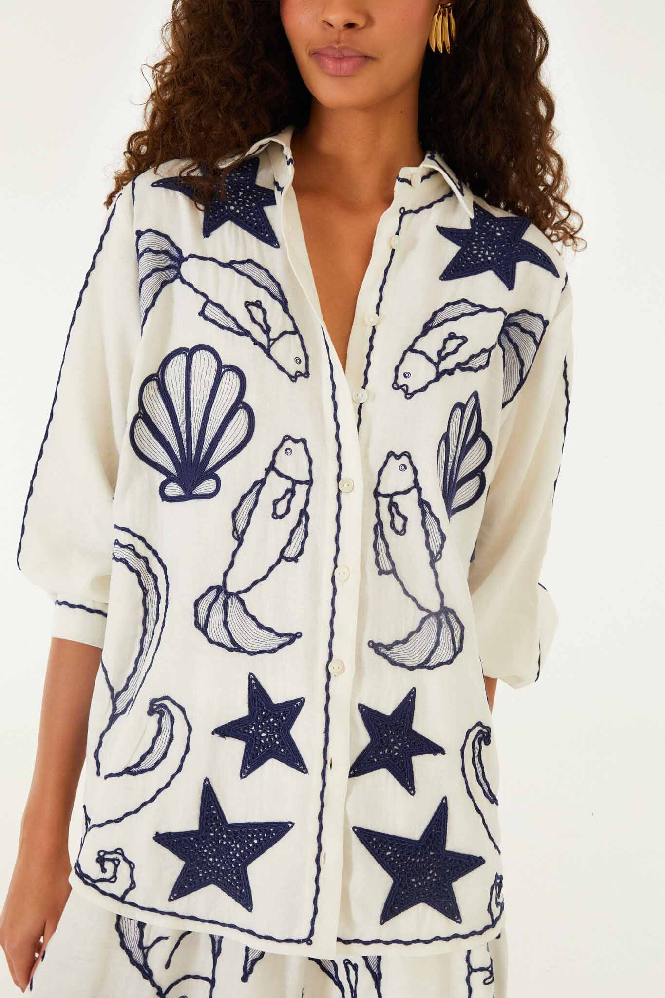 Off-White Fresh Fish Embroidered Skirt Set