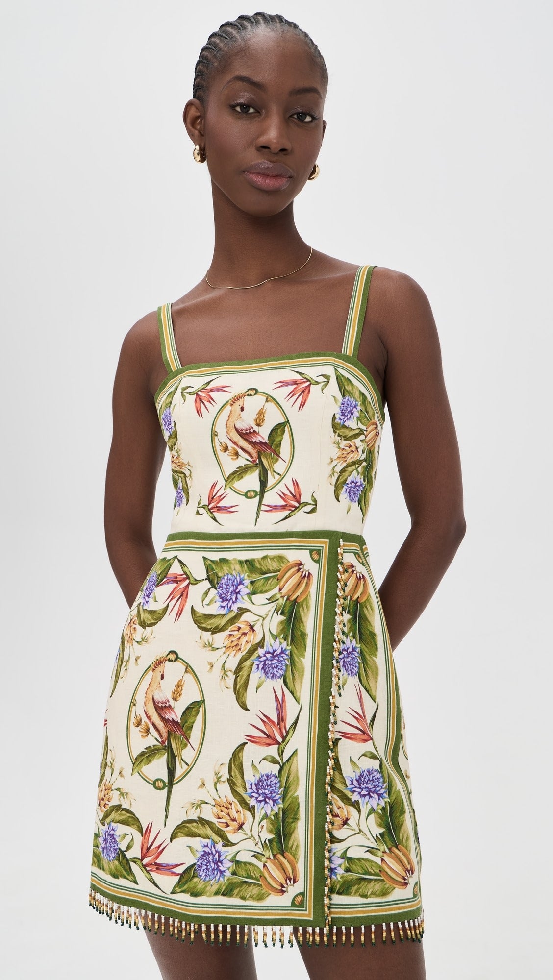 Sand Tropical Scarf Mini Dress