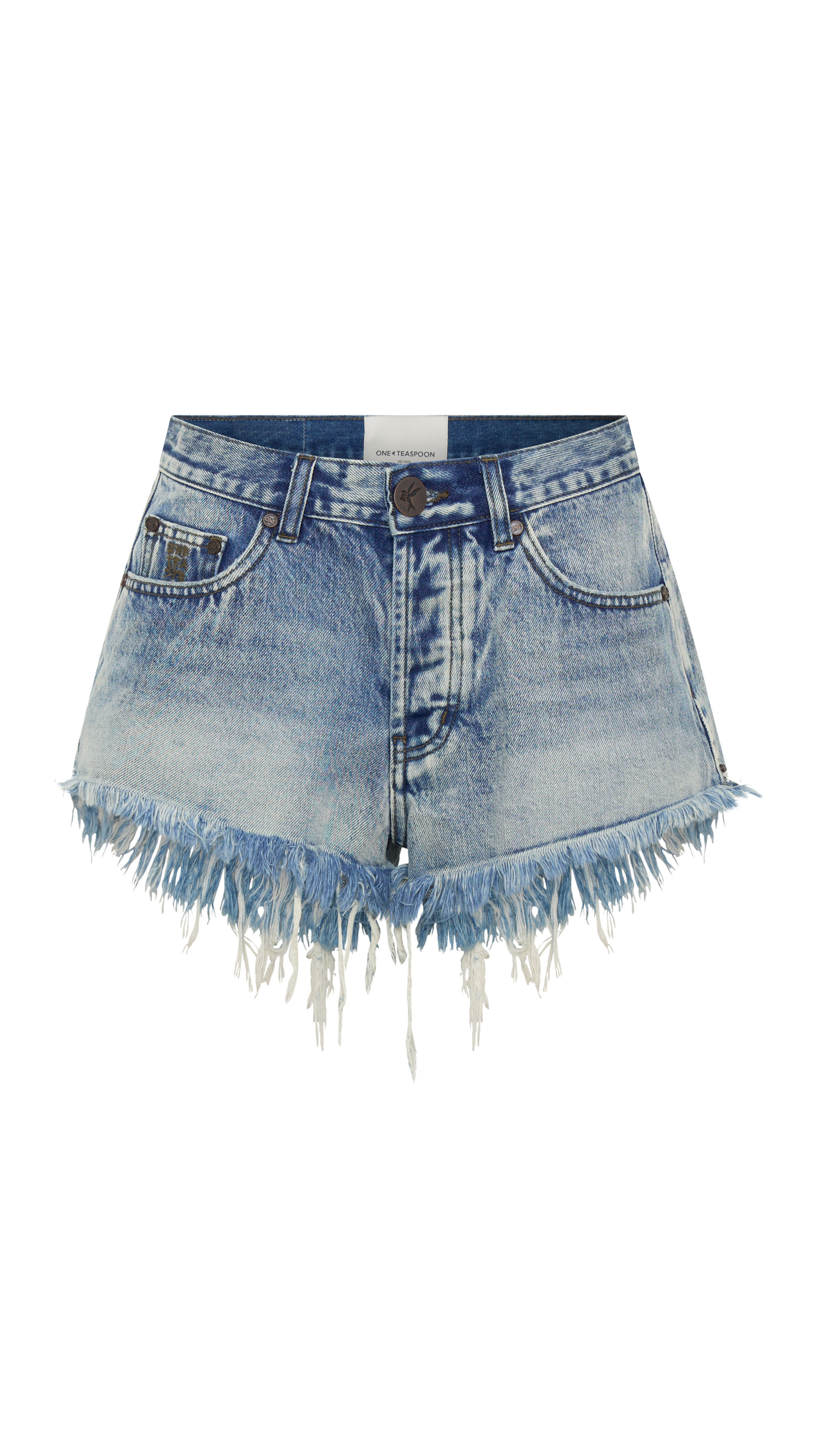 Le Wolves Mid Waist Mid Length Denim Shorts - Salty Dog Blue