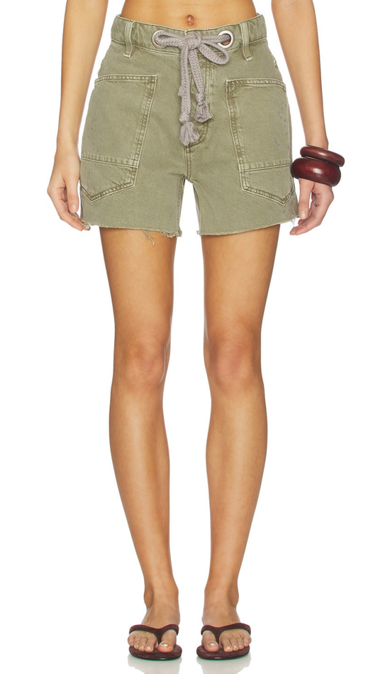 Moxie Barrel Denim Shorts-Fern