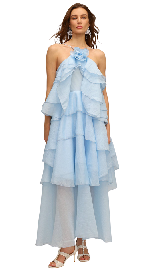 Sky Blossom Tiered Maxi Dress