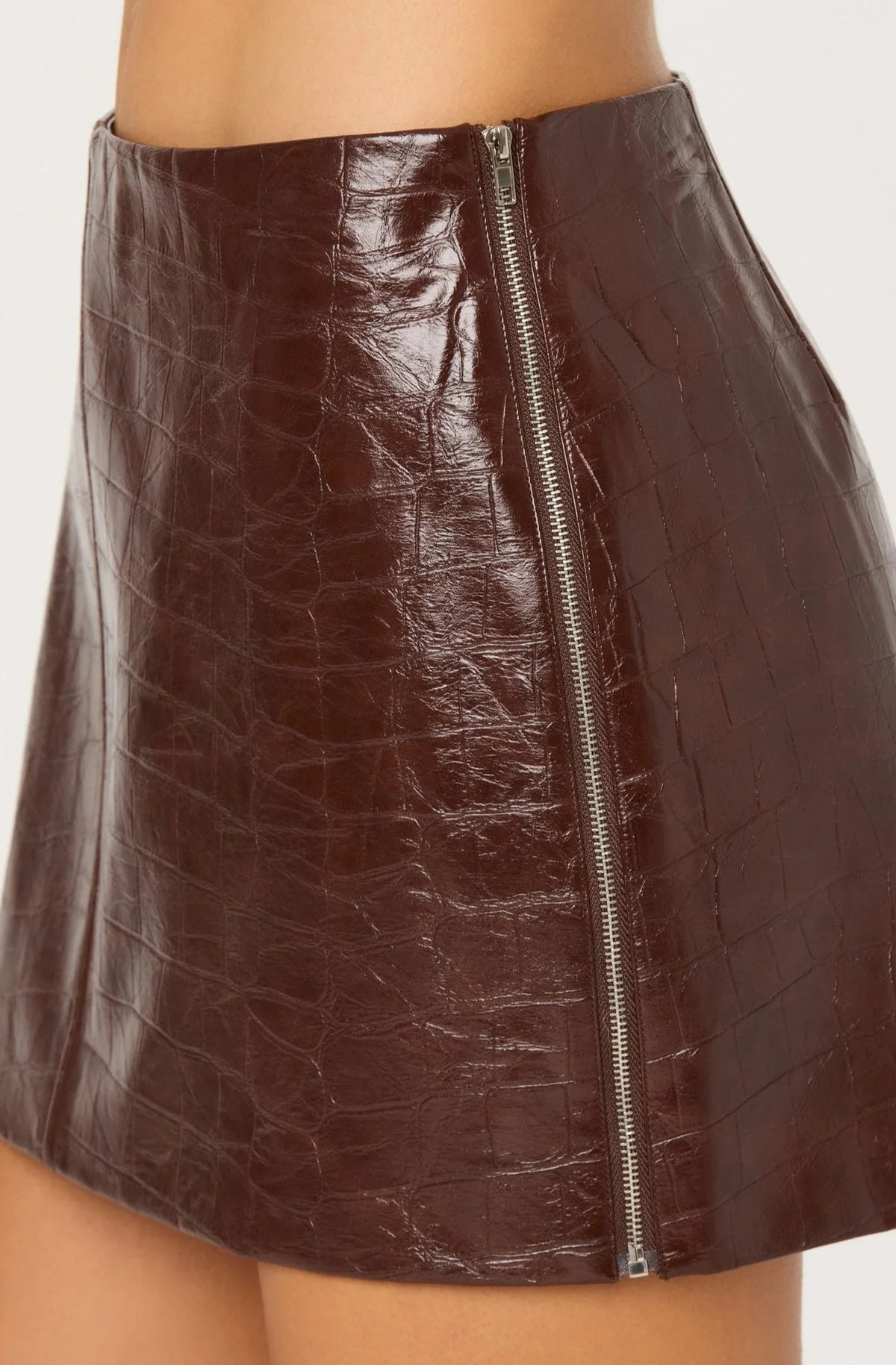 Savana Faux Croc Leather Skirt