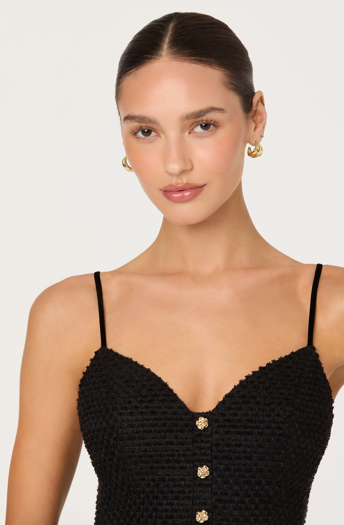 Paislee Tweed Sweetheart Peplum Top