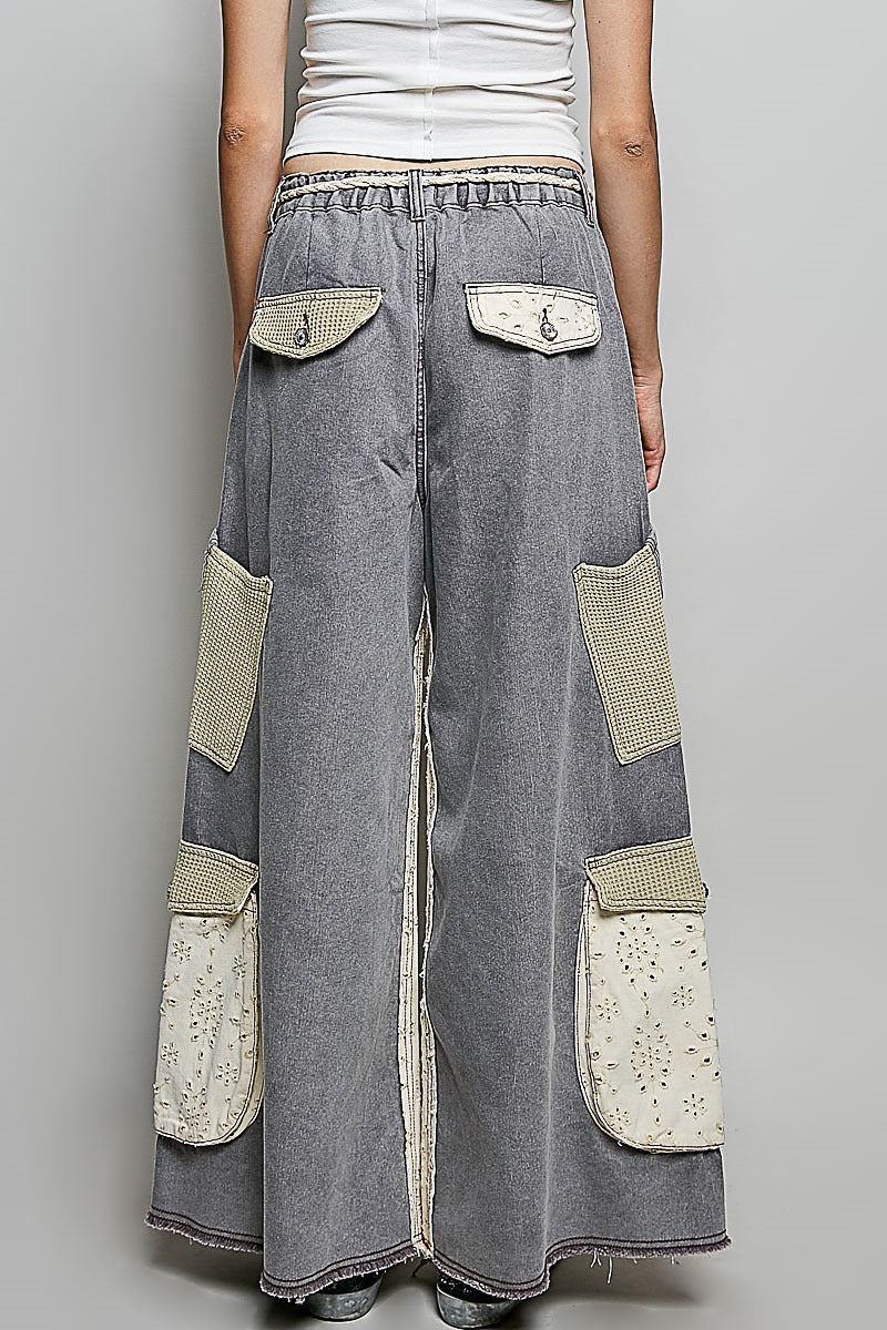 Patchwork Wide-Leg Denim Pants