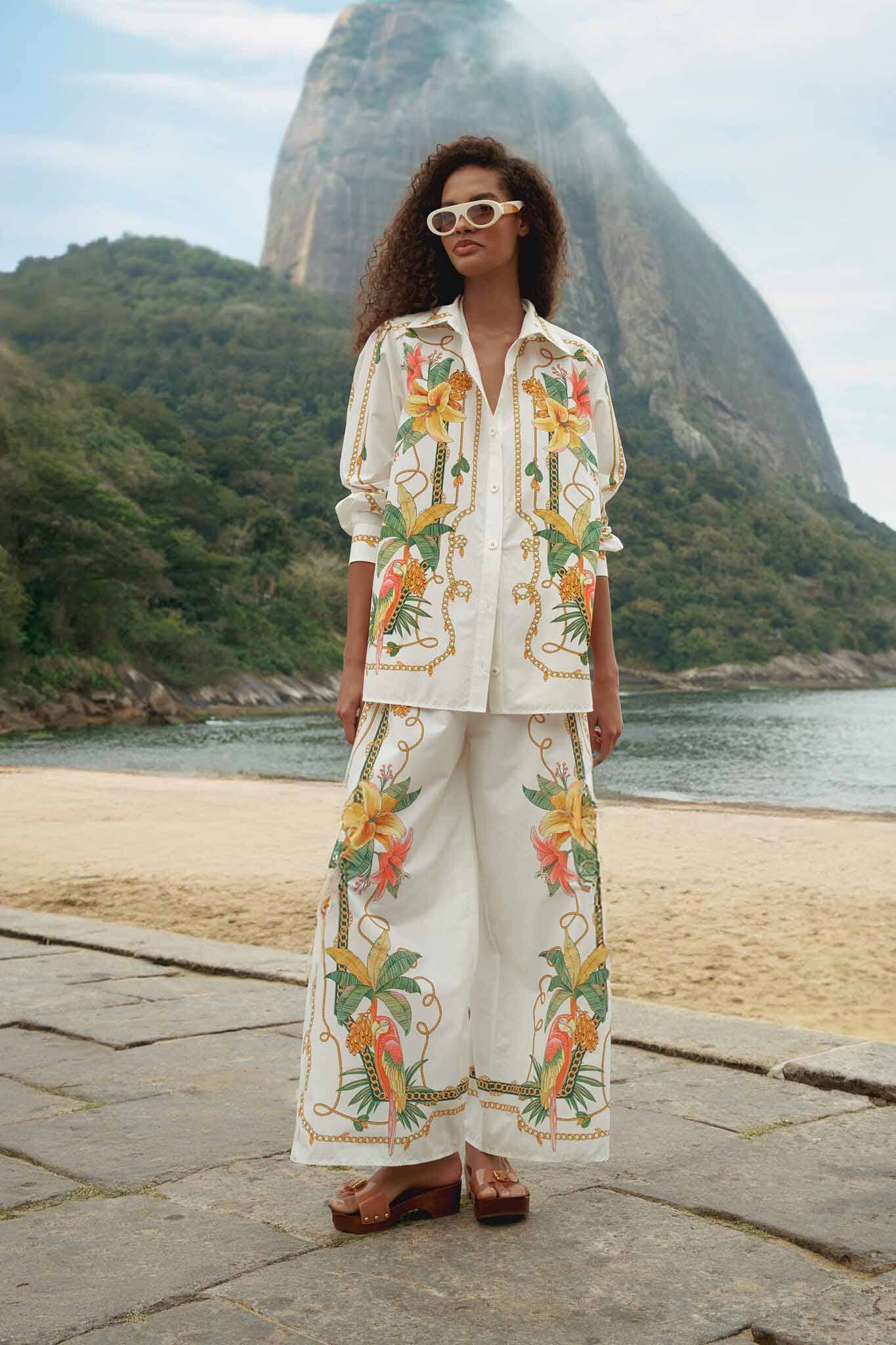 Tropical Royalty Off-White Pants Set