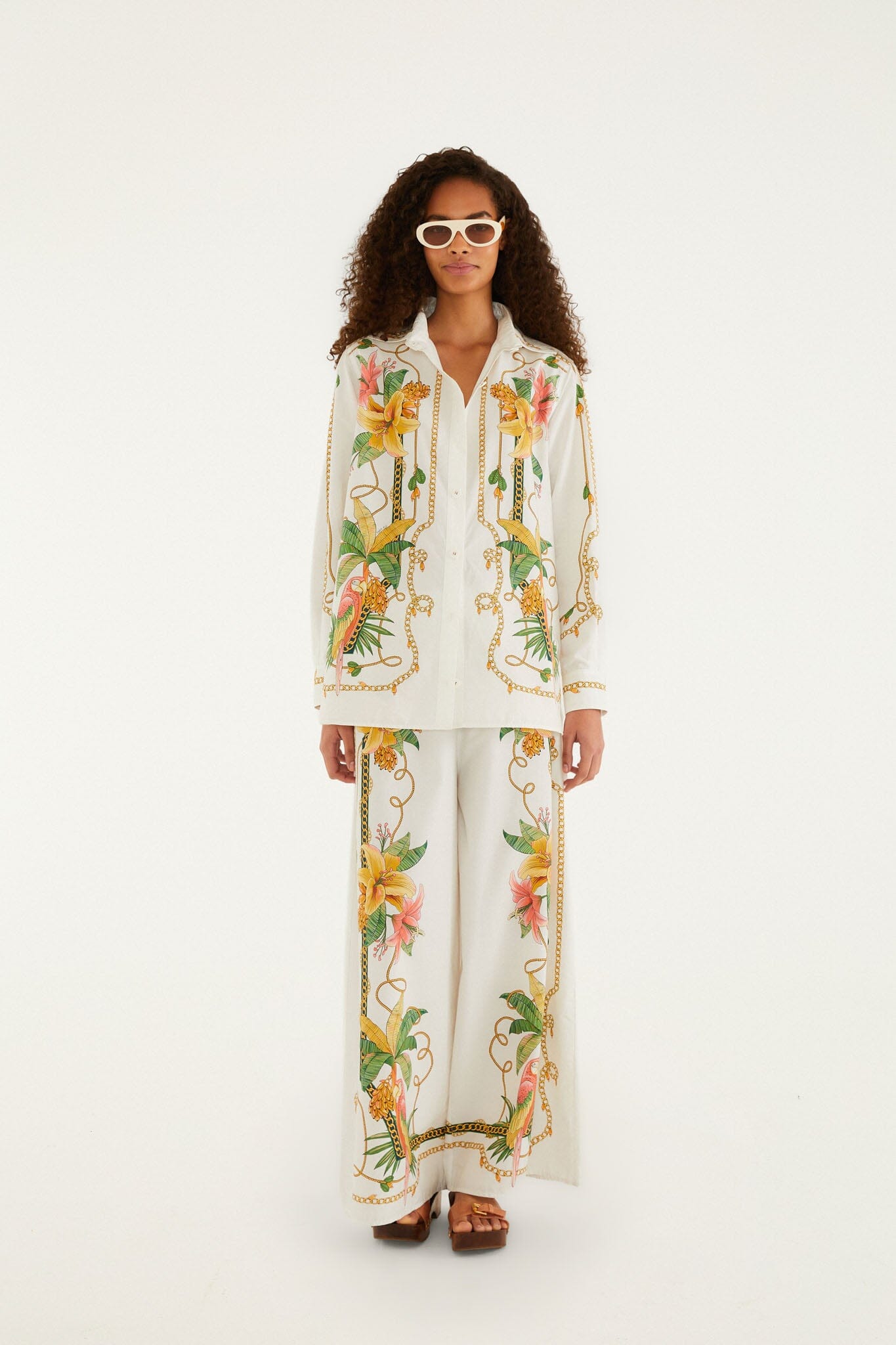 Tropical Royalty Off-White Pants Set