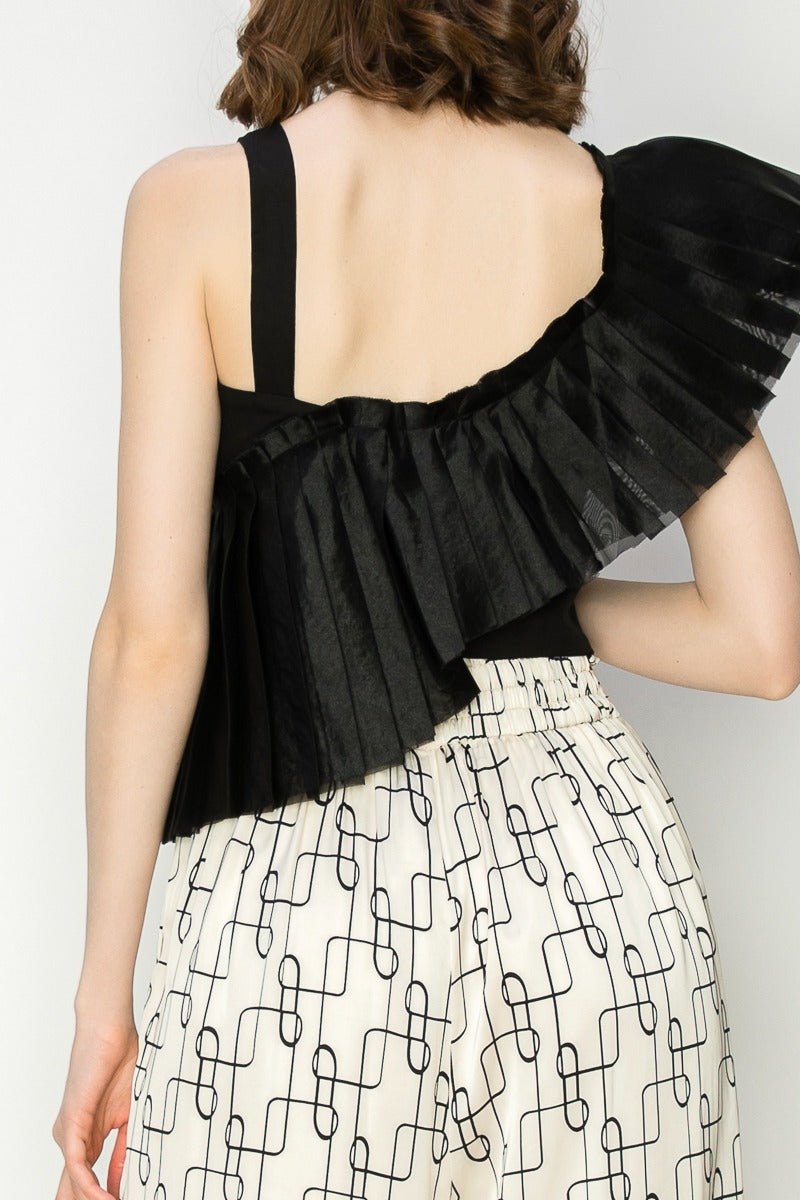 Midnight Pleated Statement Top