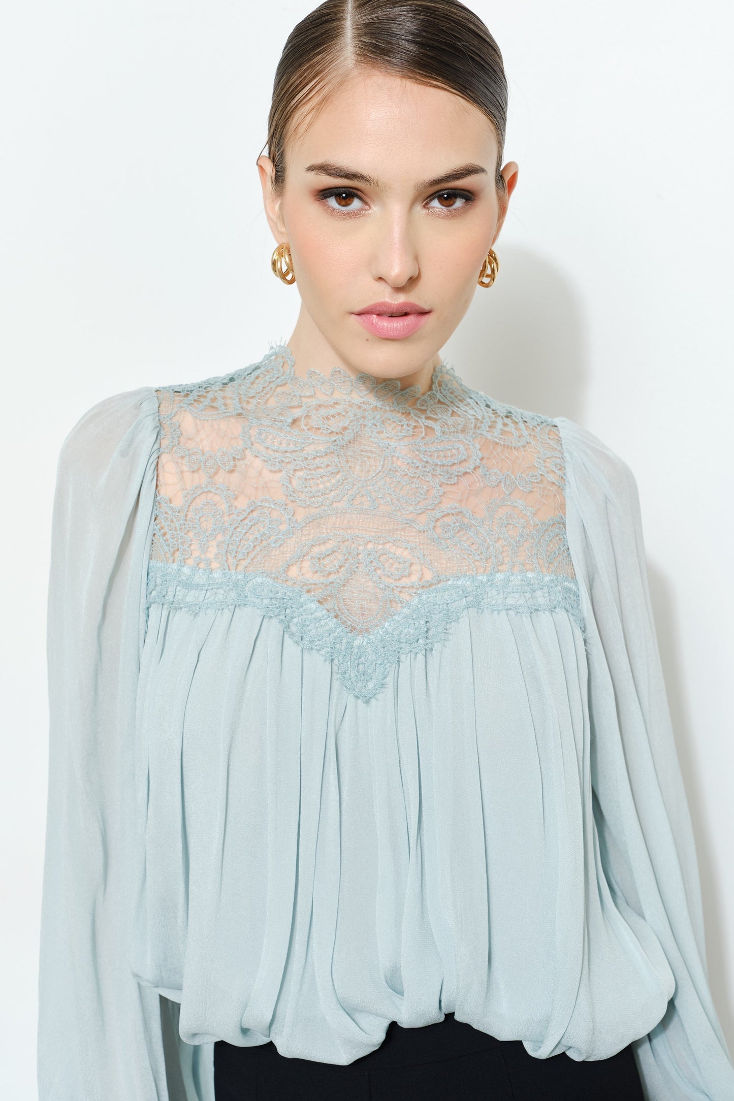 Celeste Lace High-Neck Blouse