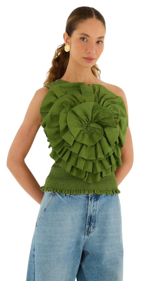 Green One Shoulder Top