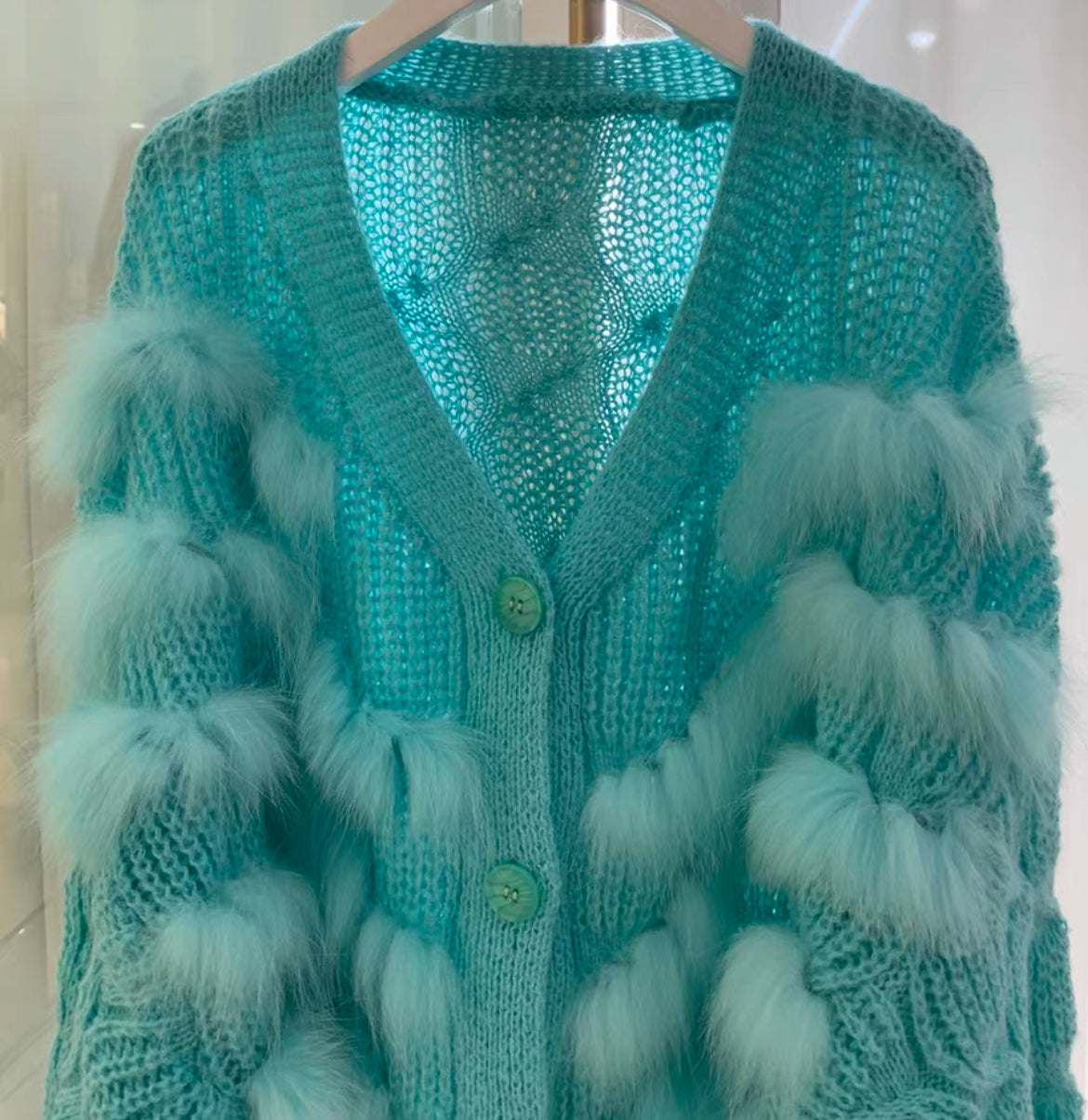 Didi Fox Cardigan- Turquoise