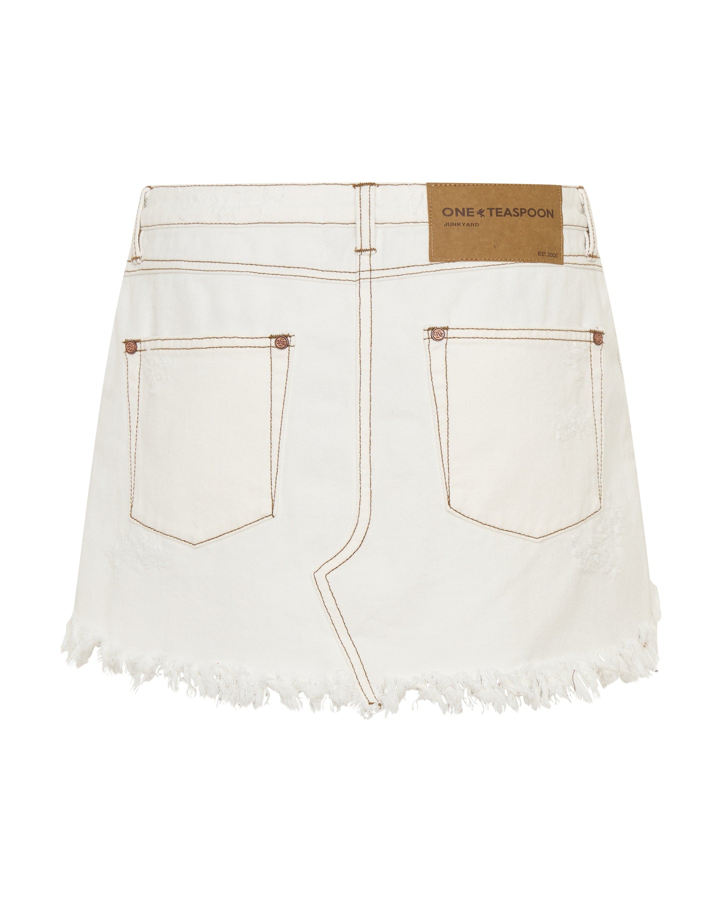 Junkyard Low Waist Messed Up Mini Denim Skirt - White Beauty