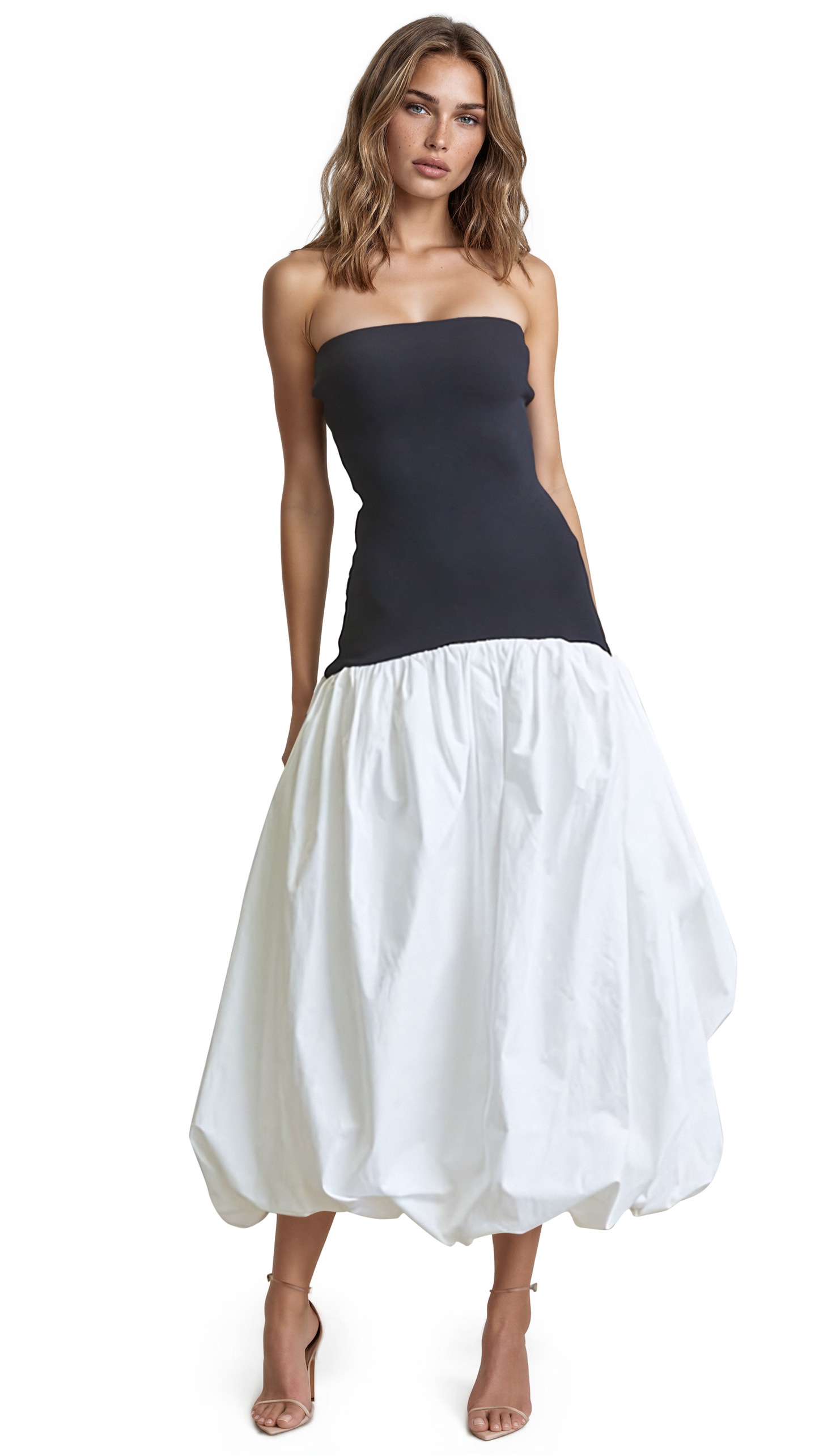 Monochrome Bubble Midi Dress