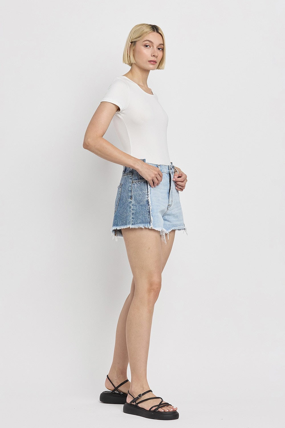 Abstracted Denim Shorts