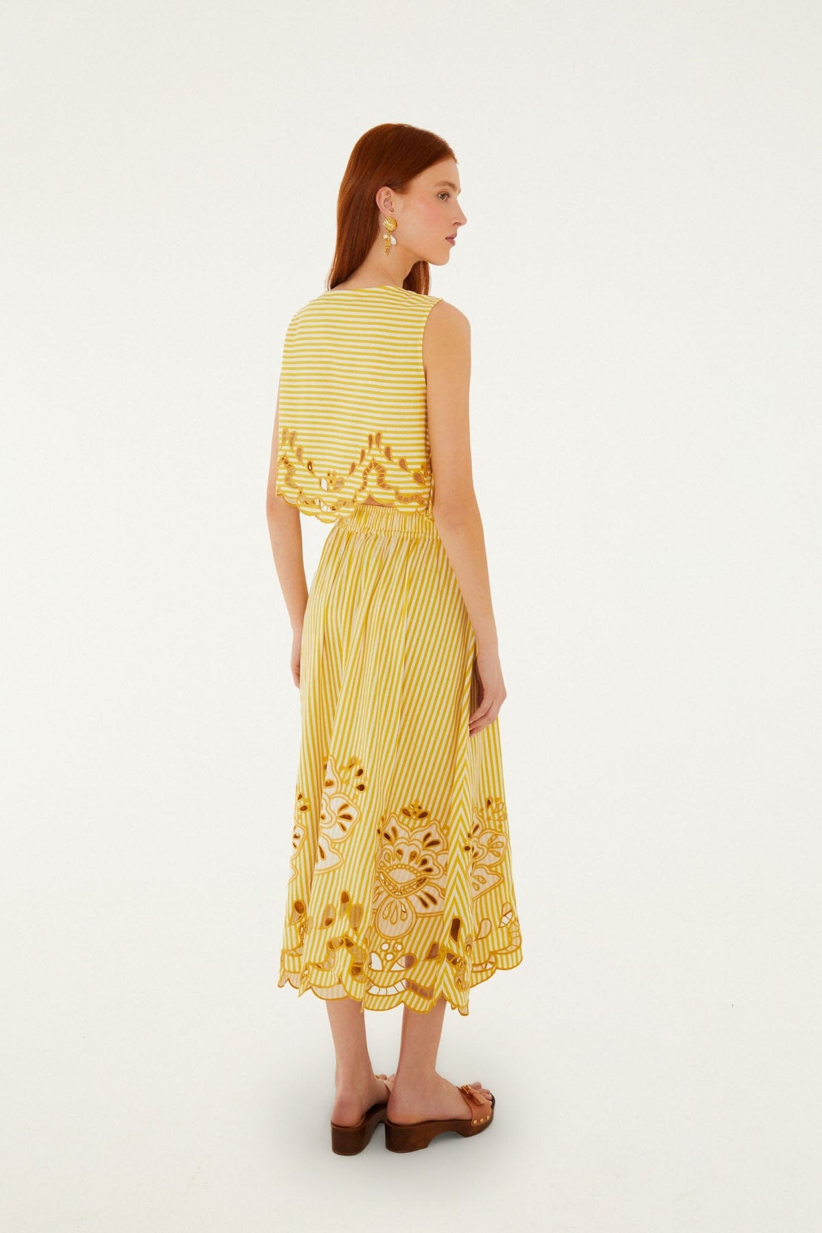 Yellow Stripes Richelieu Skirt Set