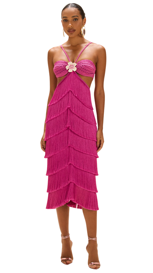 LYA FRINGE MIDI DRESS