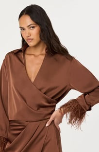 Catrina Satin Feather Trim Set