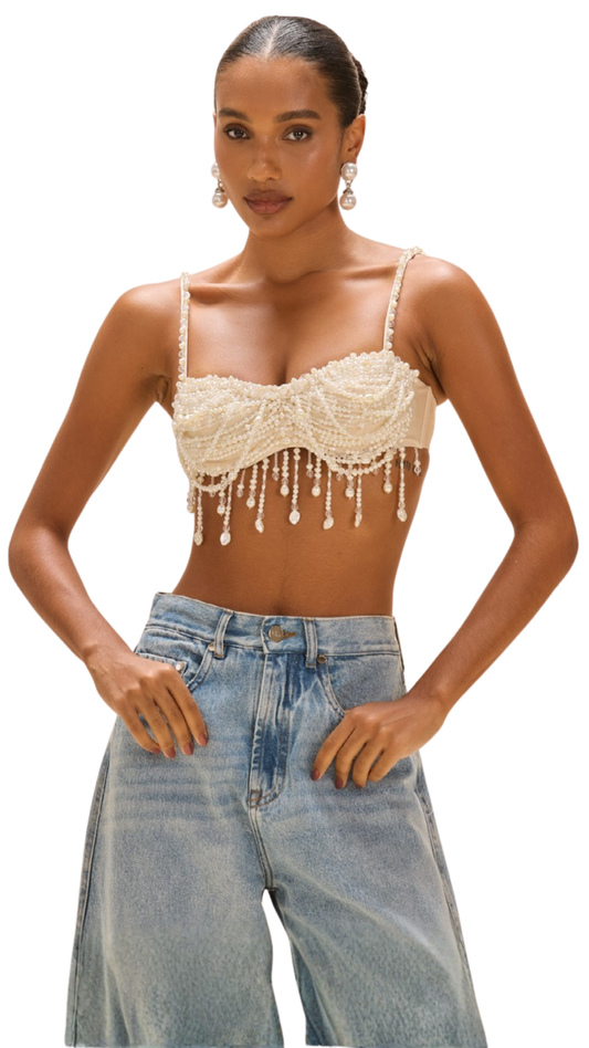 TOP PEARL DUST EMBROIDERY OFF WHITE