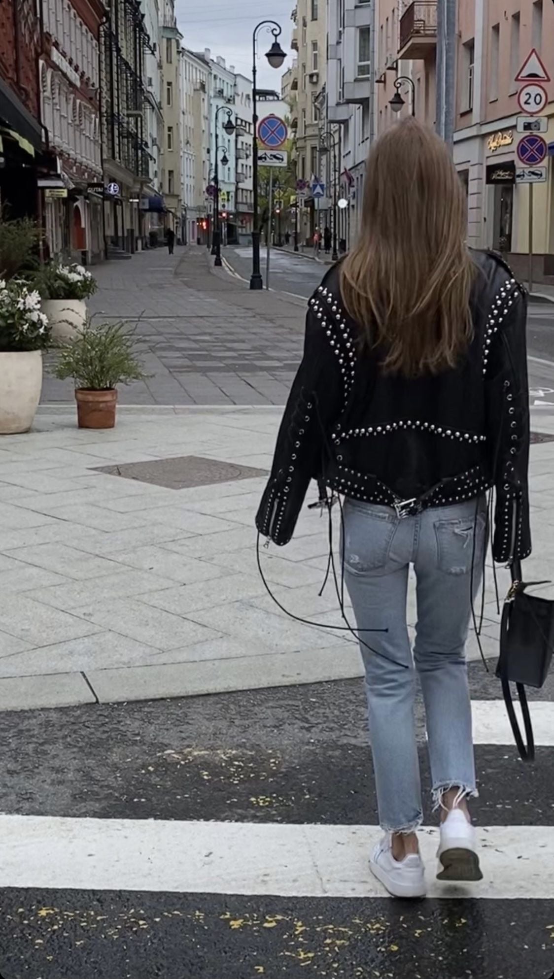 Rivet-Trim Studded Leather Jacket