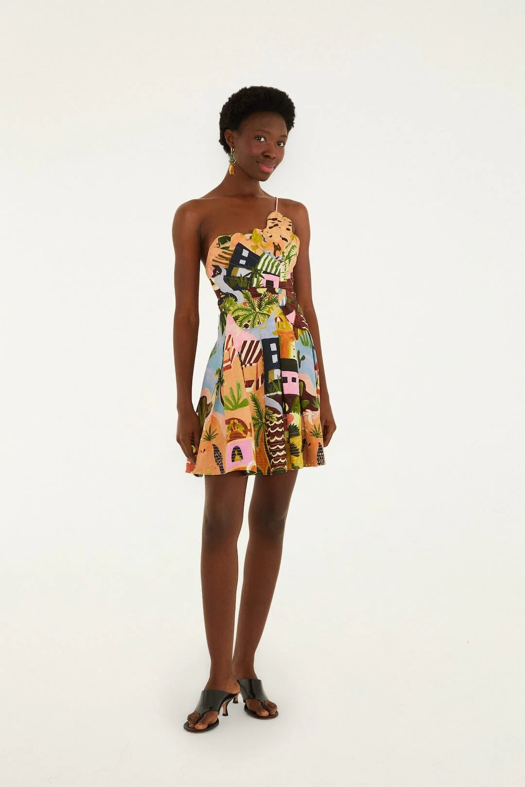 Multicolor Tropical Painting Mini Dress