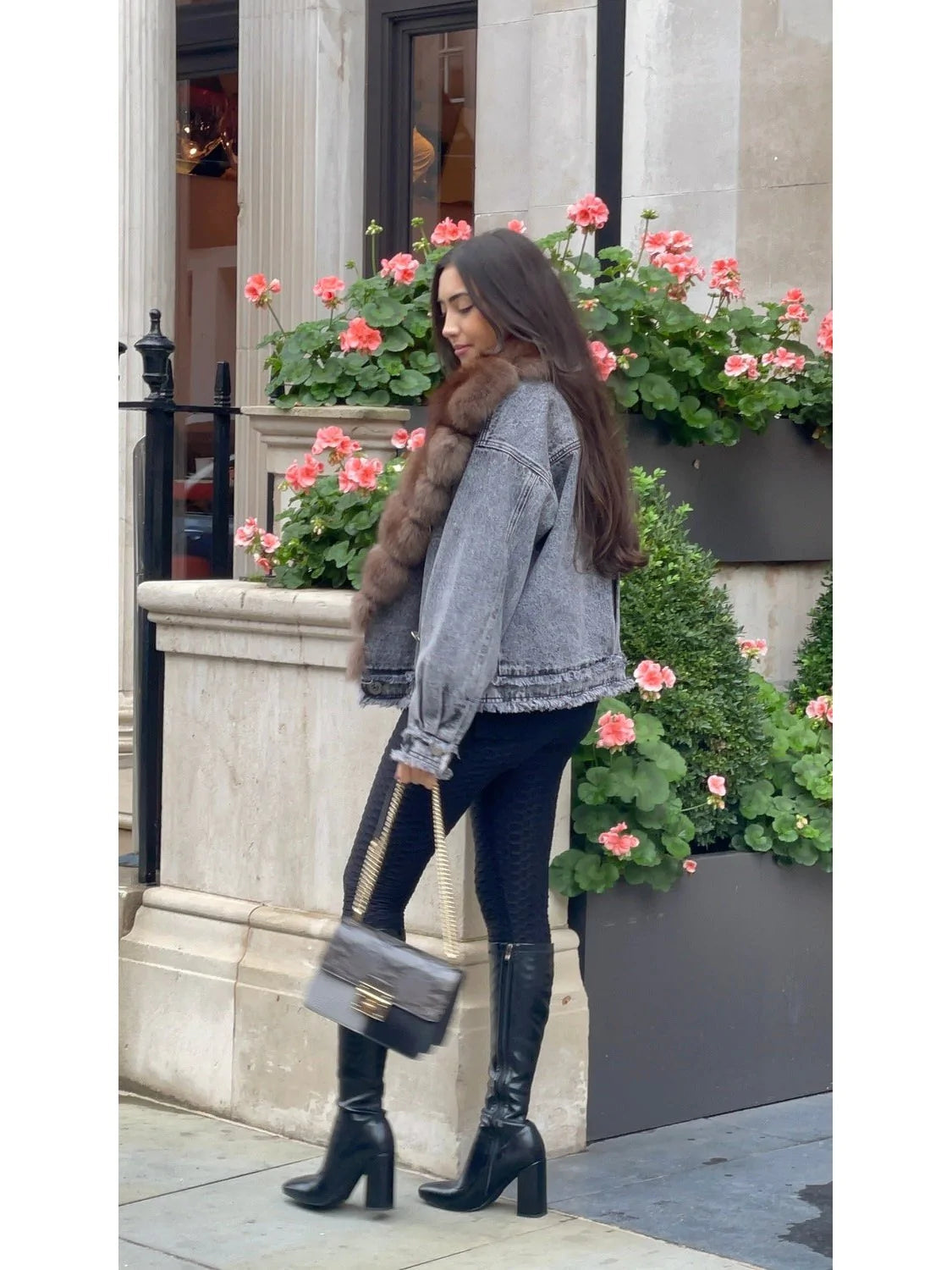 The Sierra Fox Fur Denim Bomber