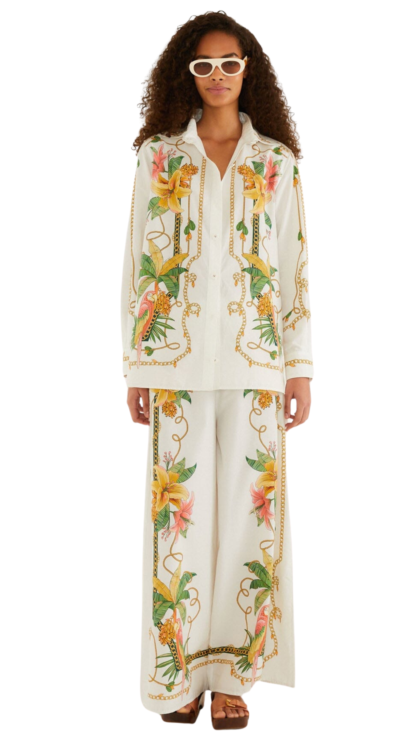 Tropical Royalty Off-White Pants Set