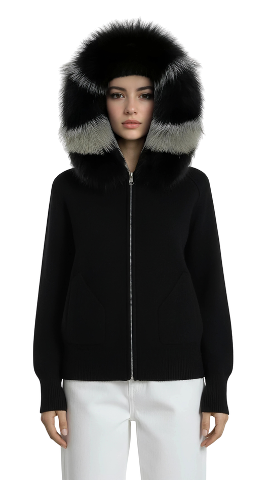 The Aspen Knit Zip-Up Cardigan - Black