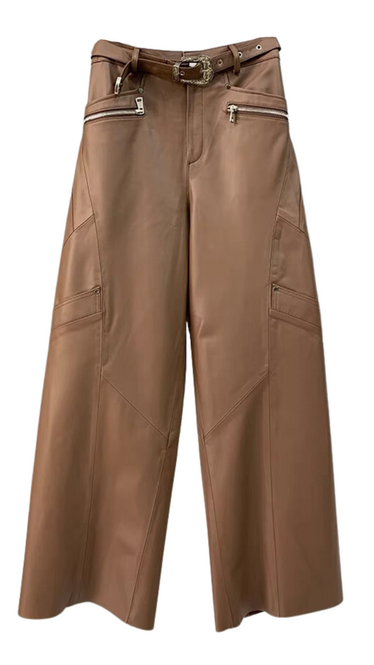 Camel Leather Pants