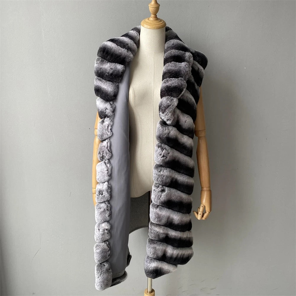 Budapest Cashmere Vest Rex Fur - Grey