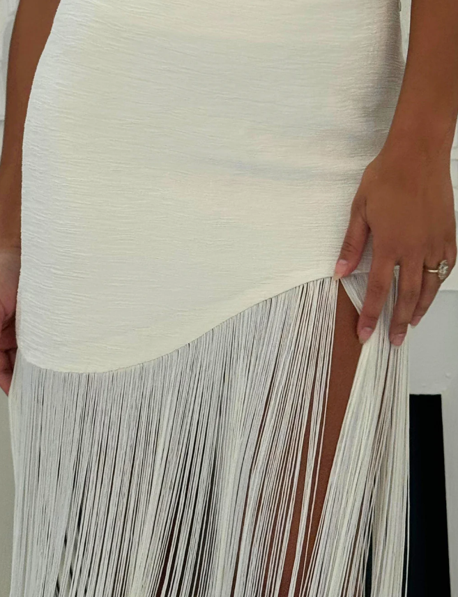 Danny Fringes skirt-white