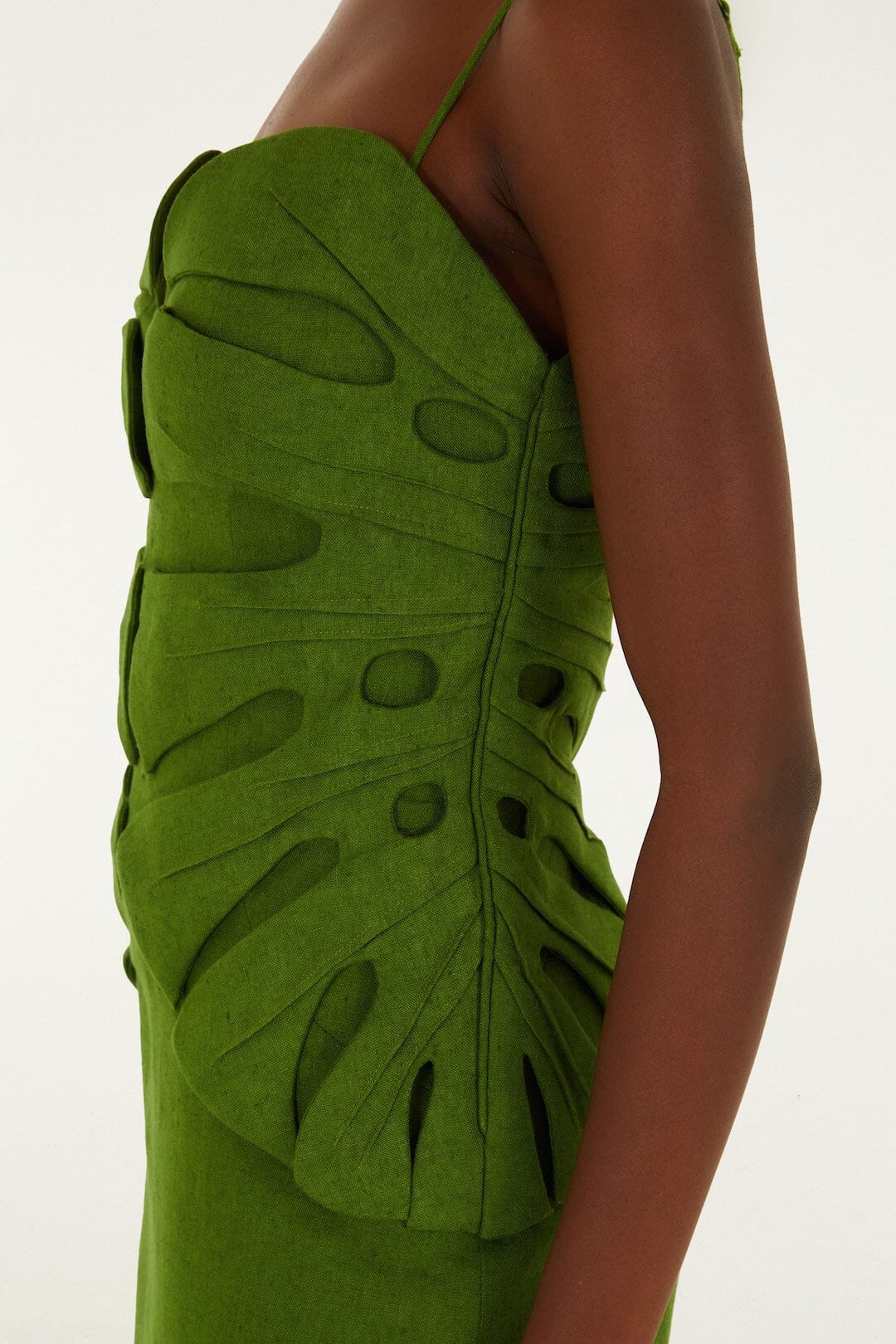 Green Monstera Leaf Maxi Dress