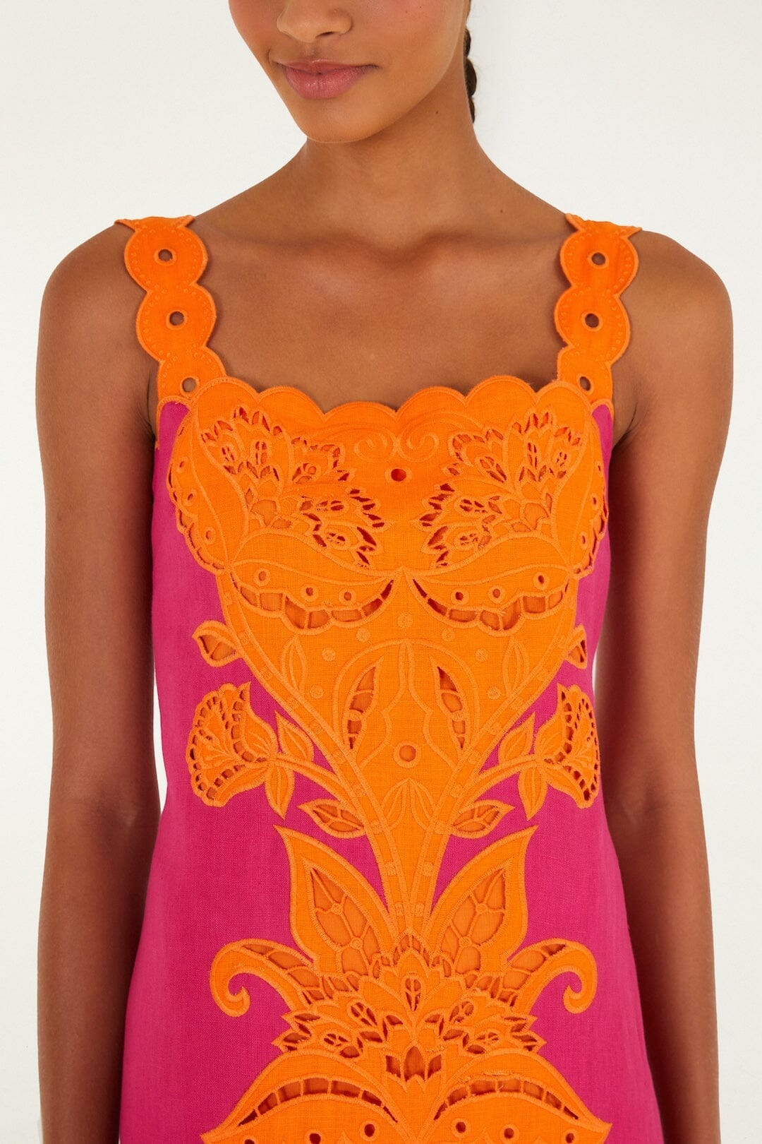 Pinke Cutwork Midi Dress