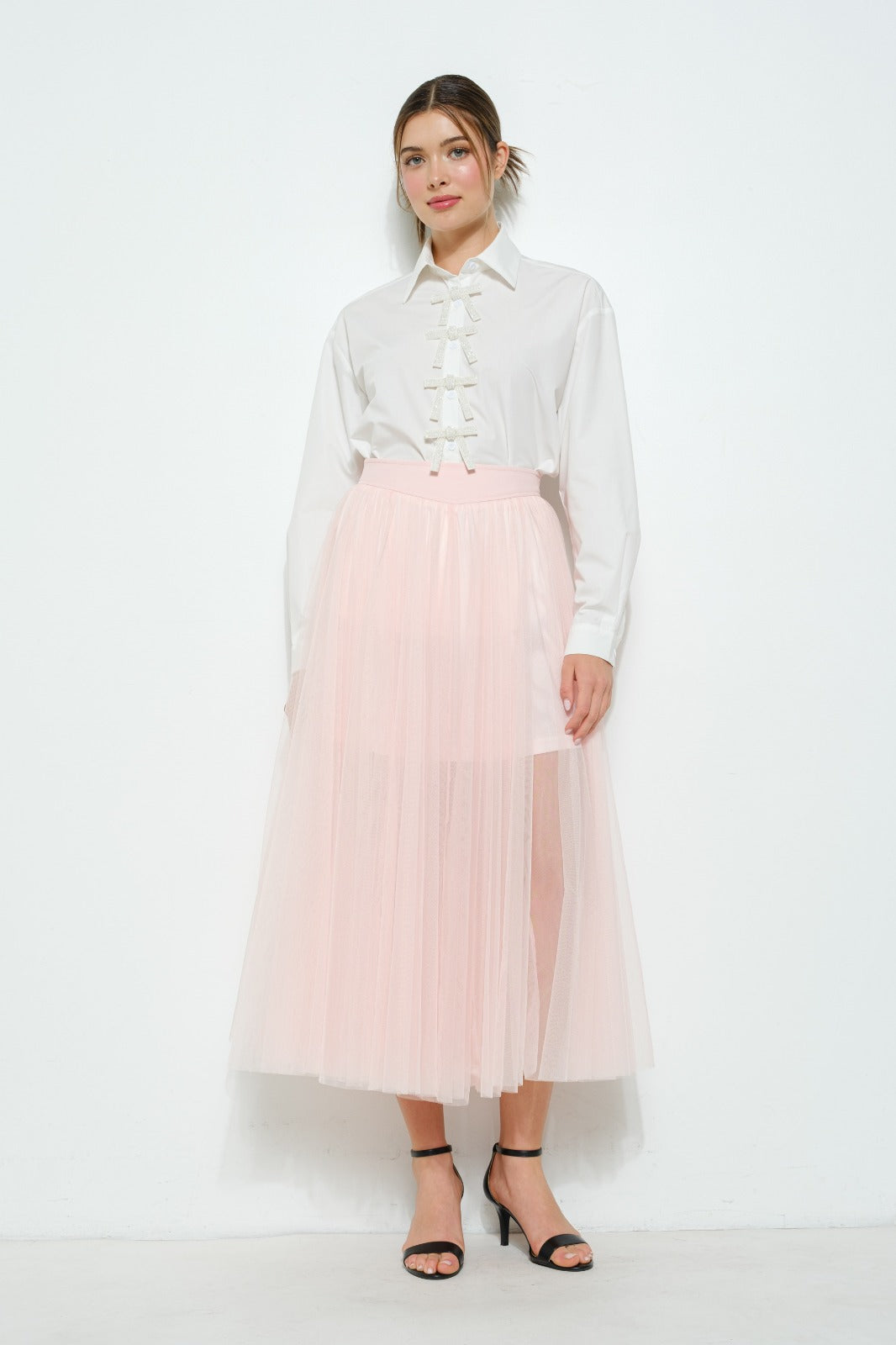 Sparkly Ribbon Shirt-White