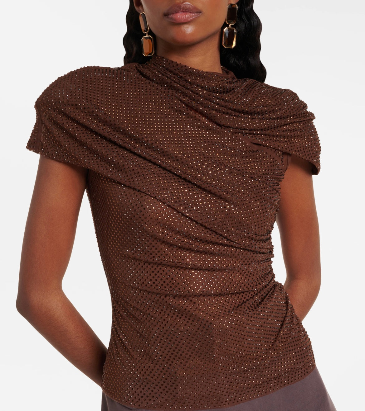 The Mesmerize Rhinestone Draped Top