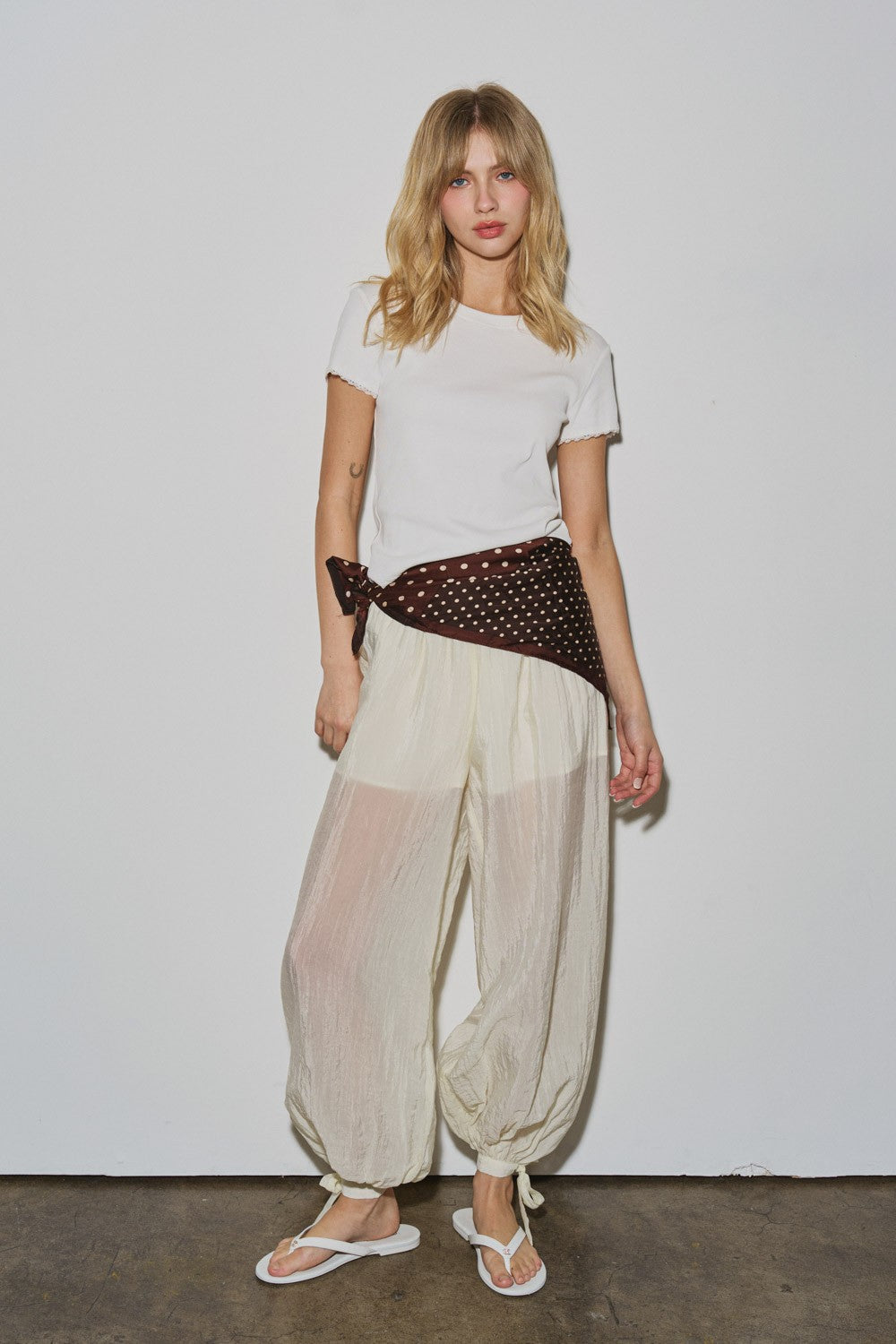 Ivory Sheer Organza Pants