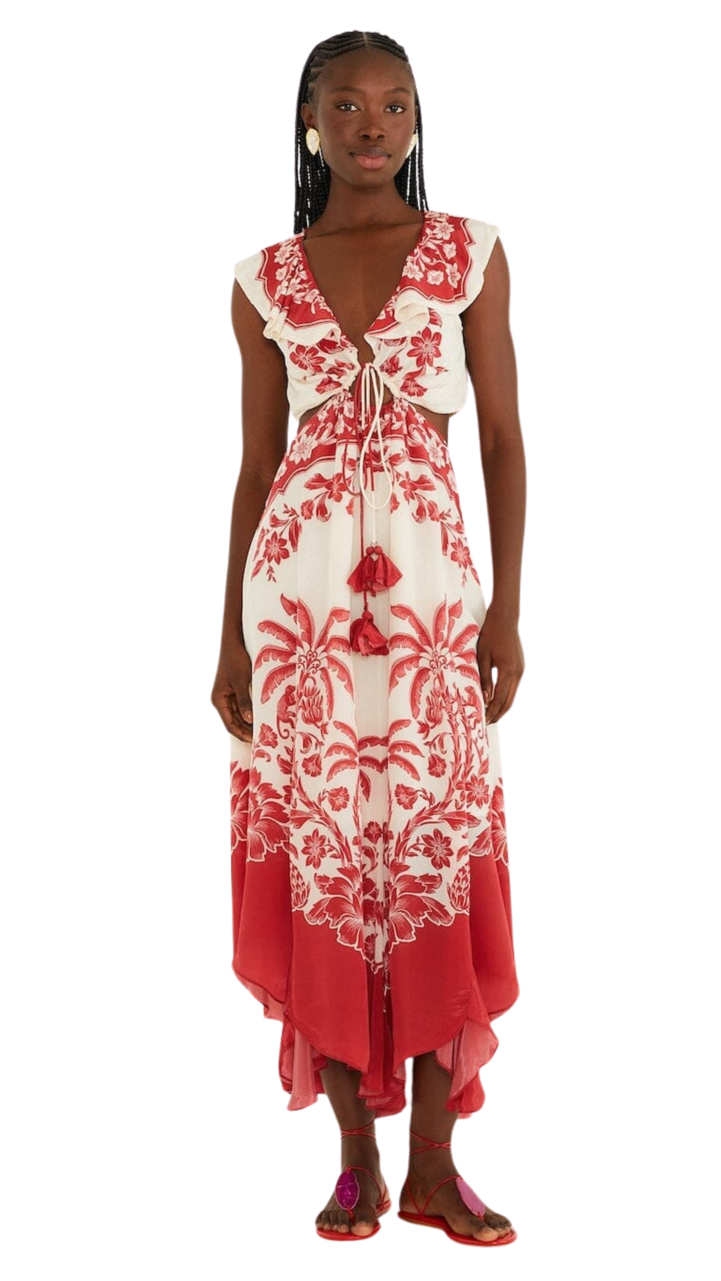 Sand Guanacaste Cut-Out Waist Sleeveless Midi Dress