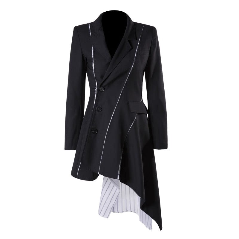 Maverick Asymmetric Pinstripe Blazer Dress
