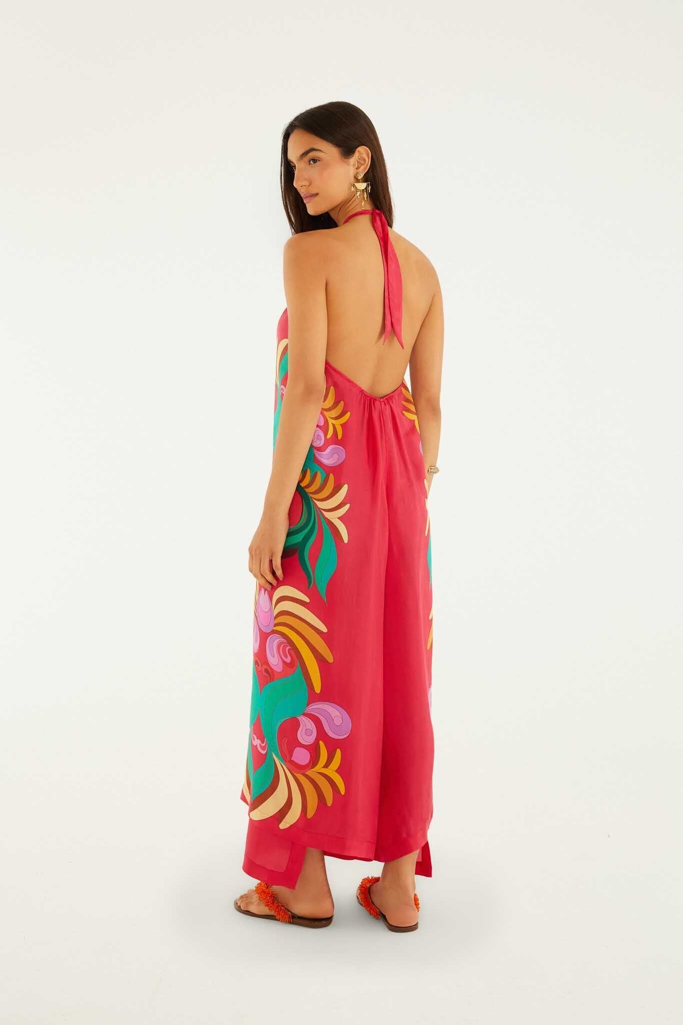 Multicolor Open Front Halter Neck Top