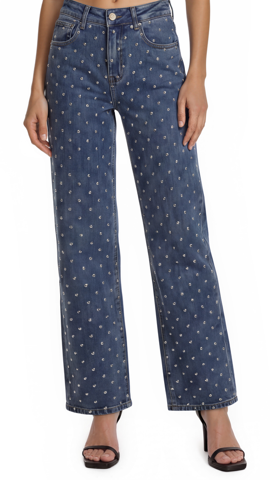 Blue Studded Denim Pants
