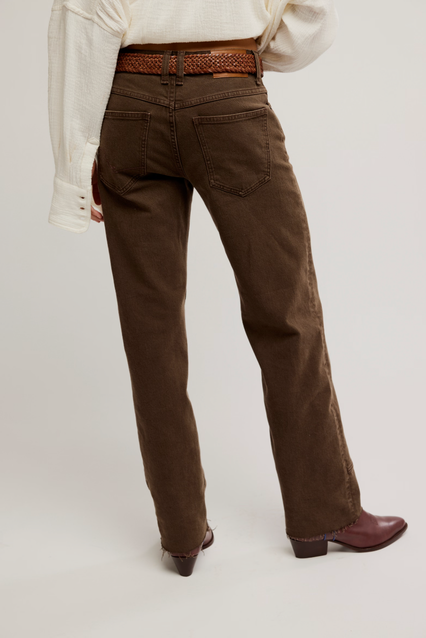 RISK TAKER MID-RISE STRAIGHT JEANS - WORKWEAR BROWN