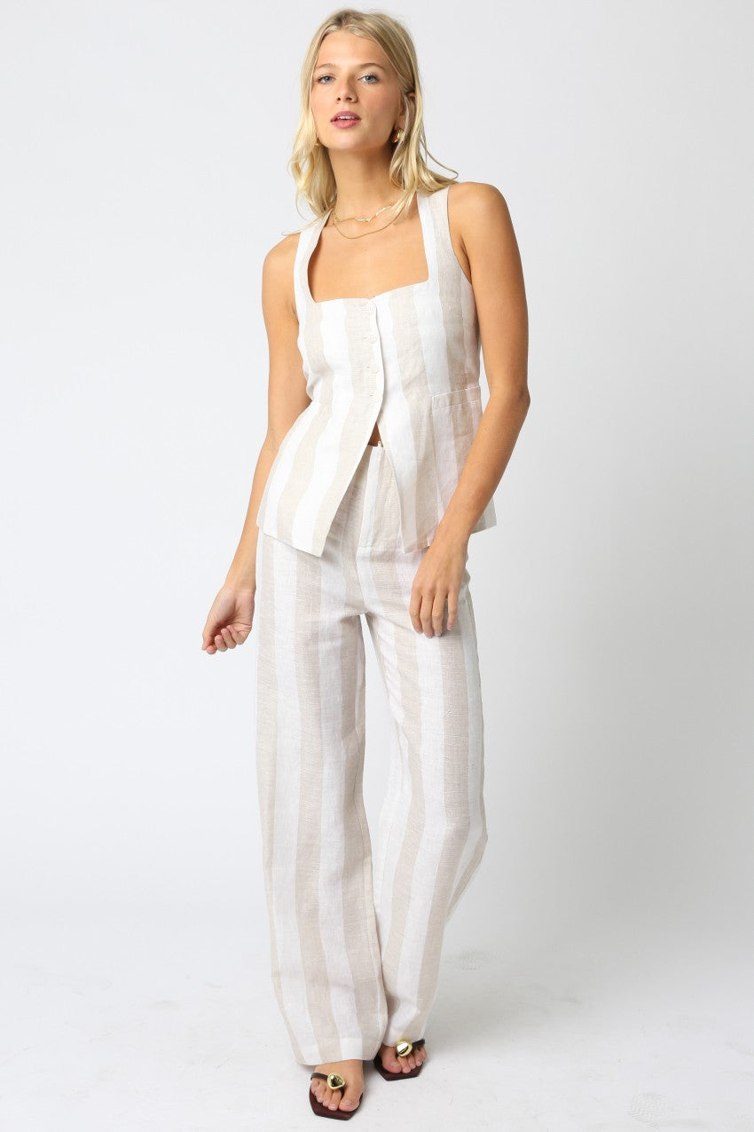 Zuni Linen Pants Set-Beige