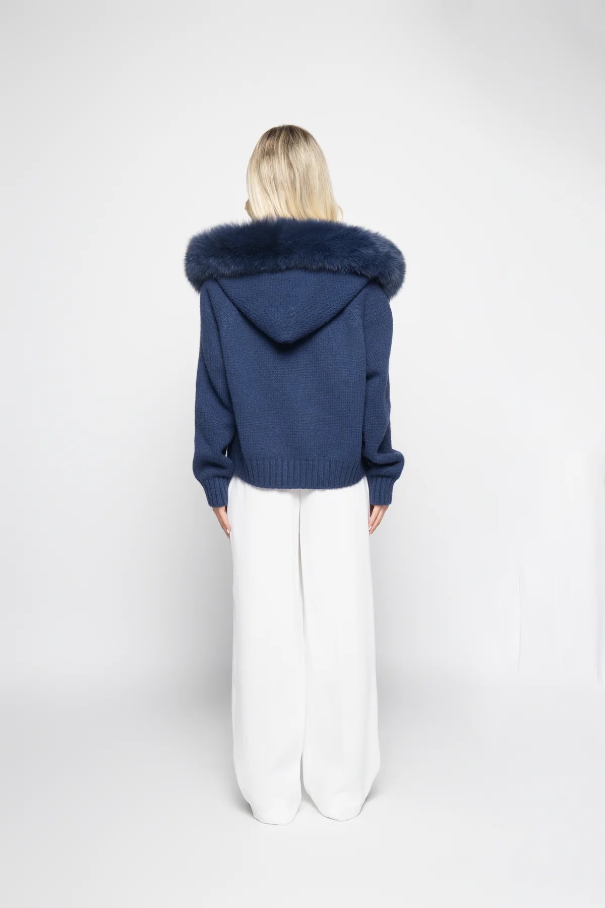 Melly Chic Fur Cardigan- Navy