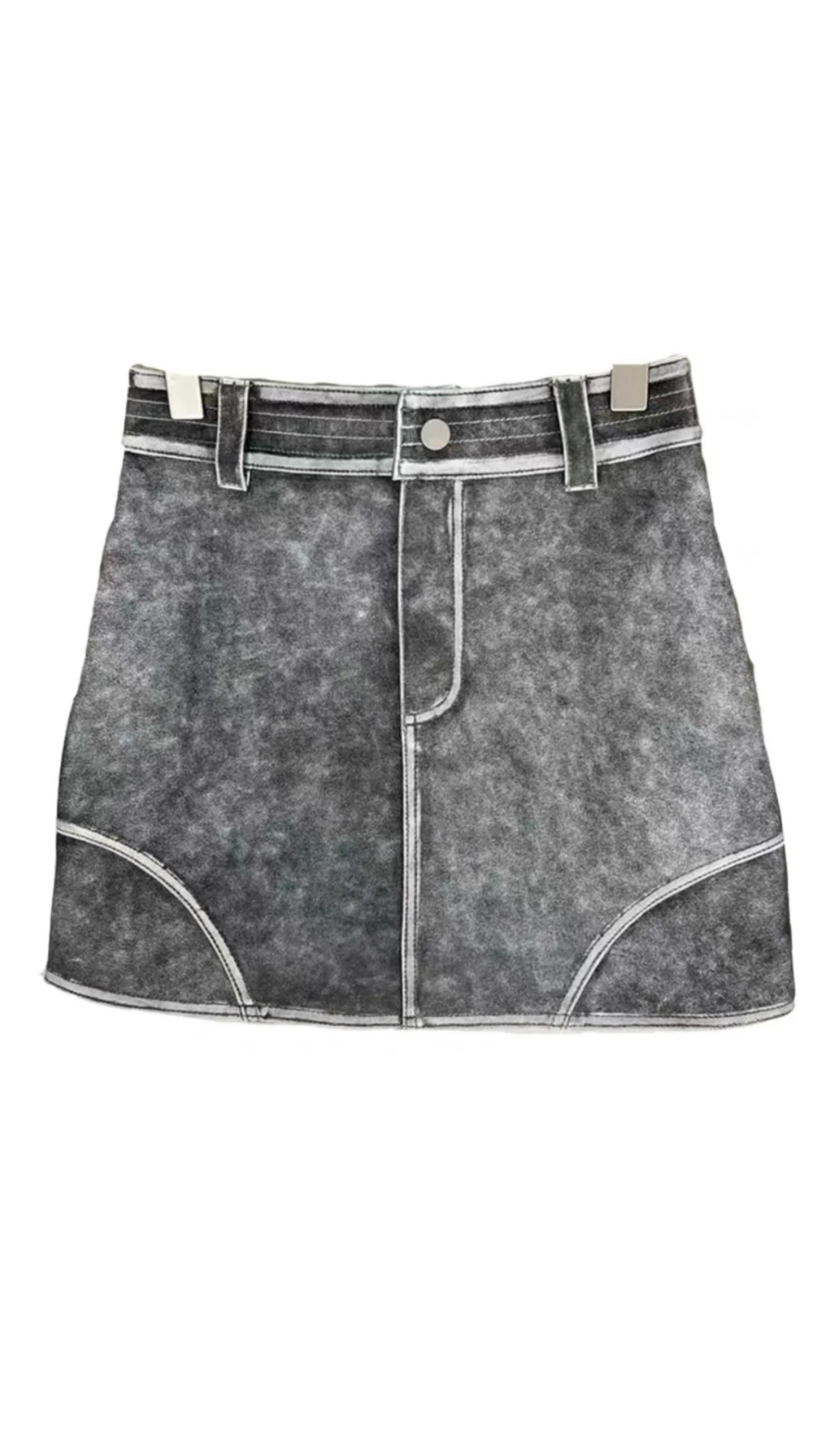 Distressed leather skirt