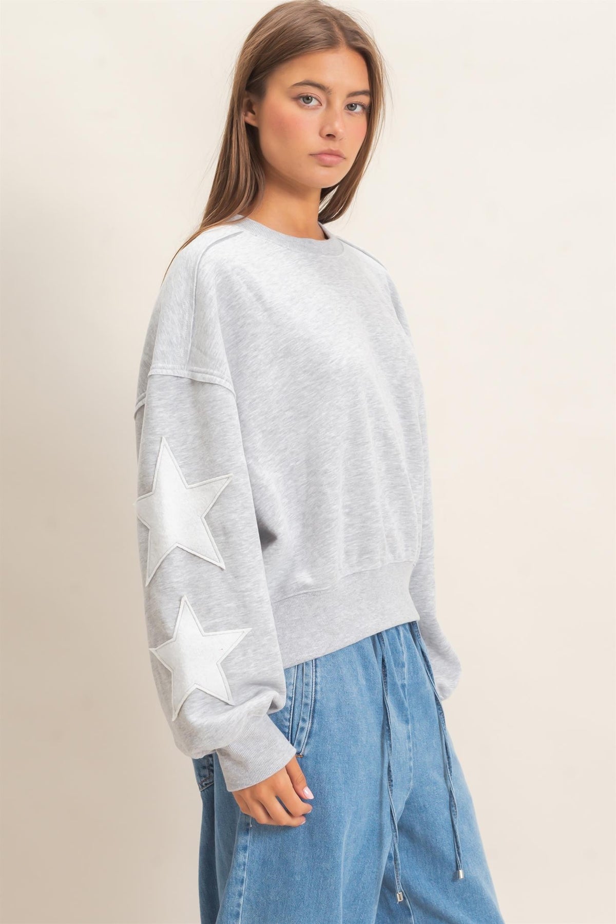Varsity Star Sweat Set - Heather Gray