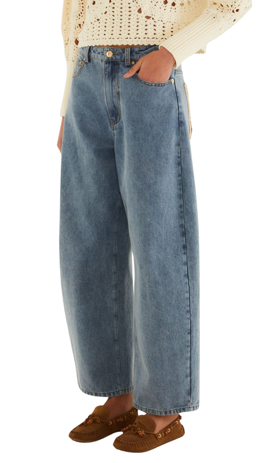 Blue Denim Richelieu Wide-Leg Pants